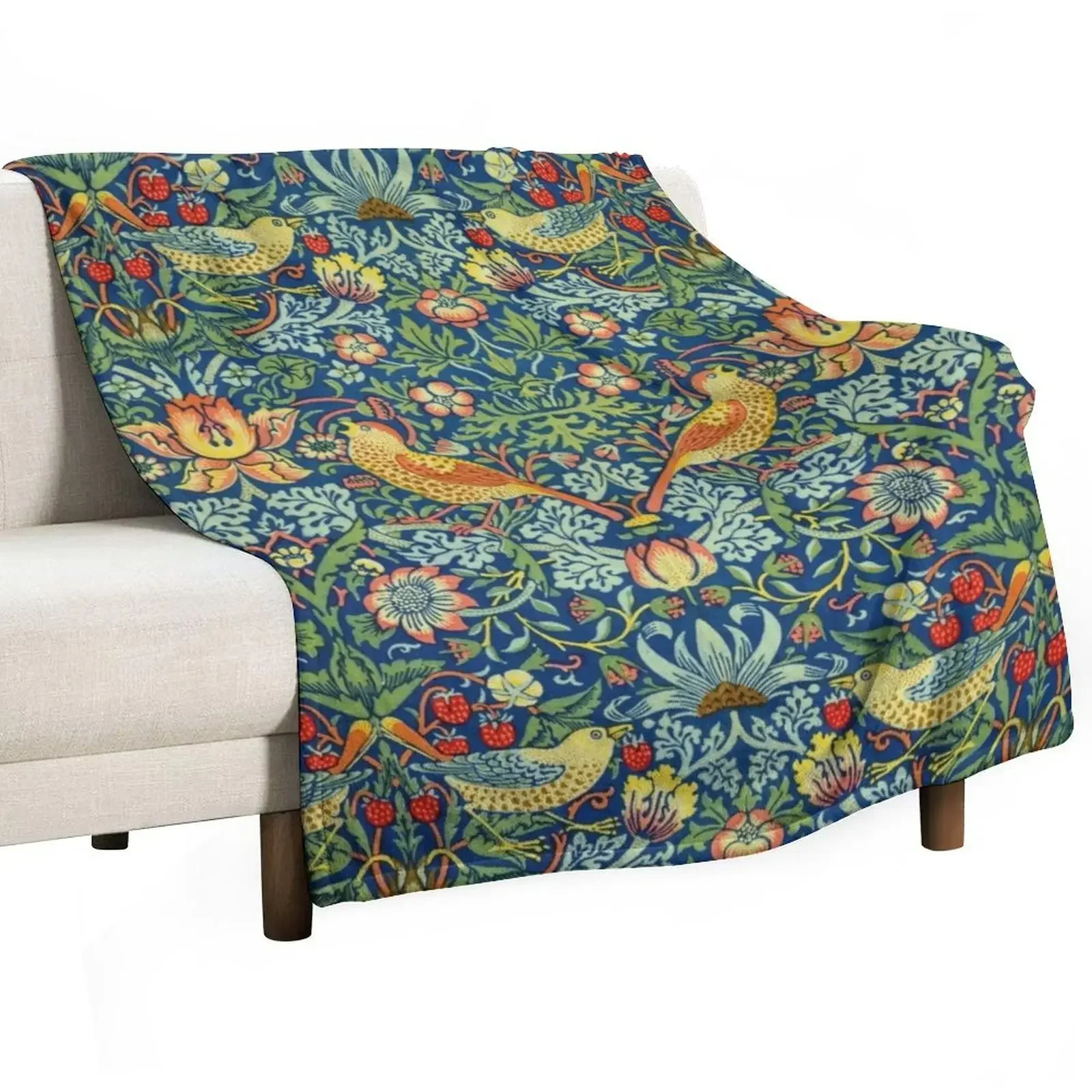 William Morris Strawberry Thief 4. Throw Blanket Furrys Fashion Sofas Luxury Blankets