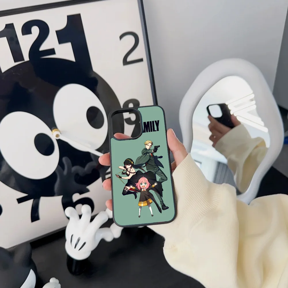 Cute S-Spy X Family Anya Forger Phone Case For IPhone 11 12 13 14 15 16 Plus Pro Max Mirror Acrylic PC TPU Cover