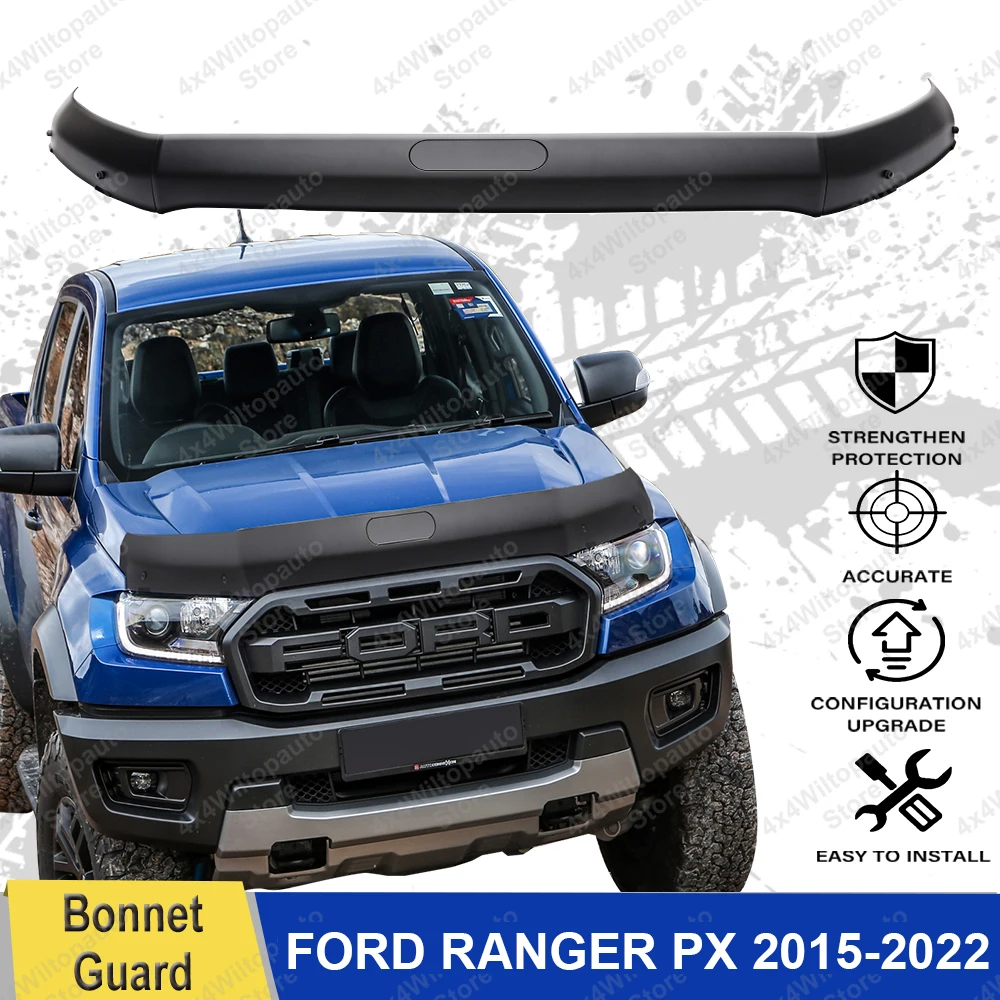 

Bug Shield Bonnet Guard Hood Protector For Ford Ranger Raptor T8 2018-2022 Wildtrak XLT XLS XL Car Exterior Accessories