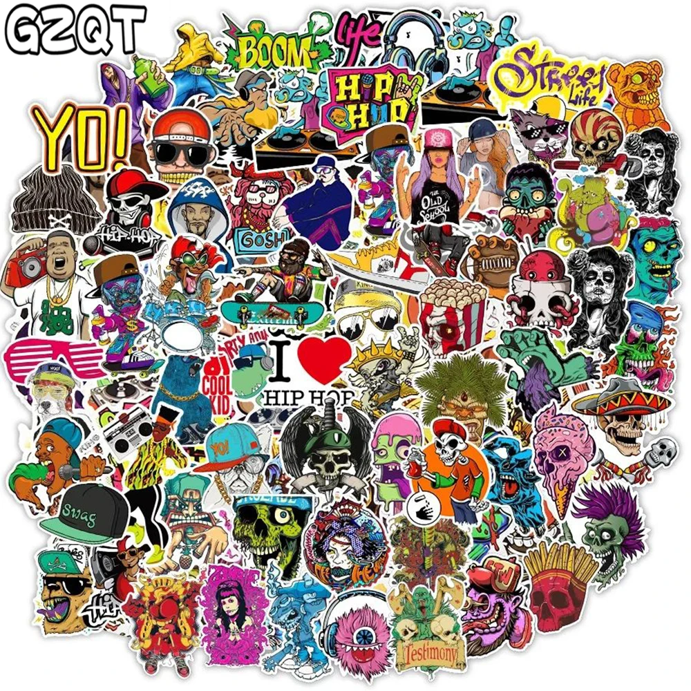 100 Pcs Terror Series Hip Hop Stickers for Laptop Phone Car Bike Skateboard Guitar Suitcase Graffiti Sticker Waterproof Decal