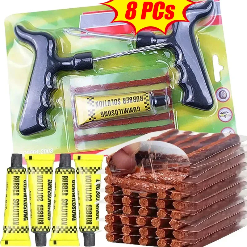 

Motorcycle Car Tire Repair Tool Sets Tire Repair Kit Studding Tool Set Tubeless Tire Tyre Puncture Plug Garage Tool Rubber Strip