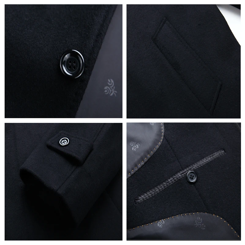 2023 New Men Wool Long Coat Autumn Wool Cashmere Coat Pea Coat Men Wool Overcoat Winter Wool Blend Long Coat Outerwear Man Coats