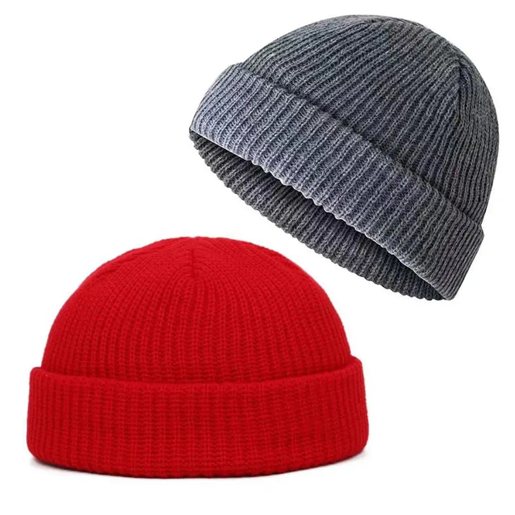 Winter Warm Beanies Casual Short Thread Hip Hop Hat Adult Men Female Wool Knitted Skull Cap Elastic Unisex