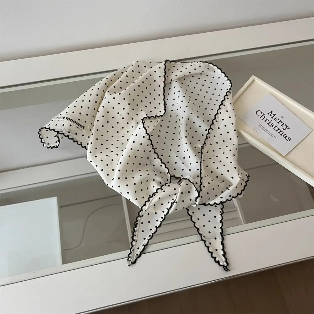 Elegant Sweet Polka Dot Headband Korean Turban Fresh Small Scarf Thin Striped Triangular Hair Band Spring/Summer