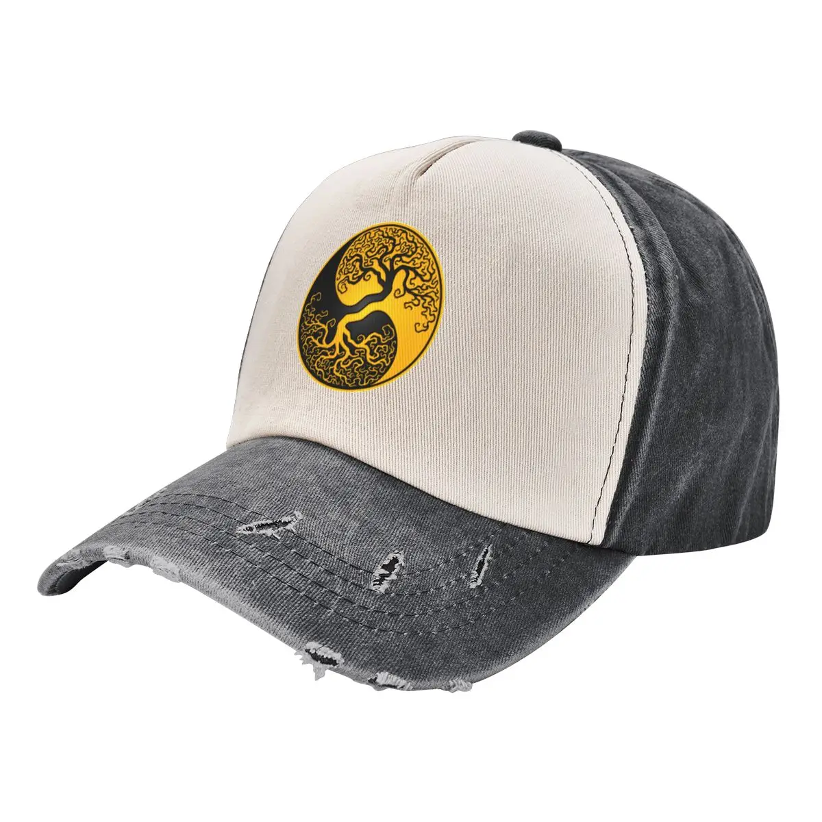 

Yellow and Black Tree of Life Yin Yang Baseball Cap Luxury Cap fashionable Rugby Girl'S Hats Men's