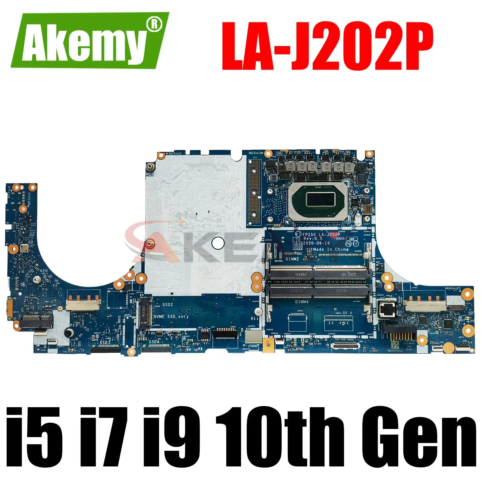 

For HP ZBook Fury 15 G7 FPZ50 LA-J202P Laptop Motherboard with I5 I7 I9 10th Gen CPU motherboard Mainboard