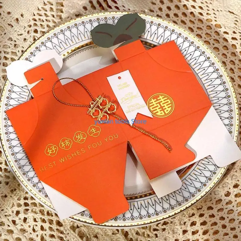 

50LB 50 Pcs Chinese Candy Boxes Persimmon Shaped Gift Box Party Favor Packing Boxes Wedding Gift Bags for Shower