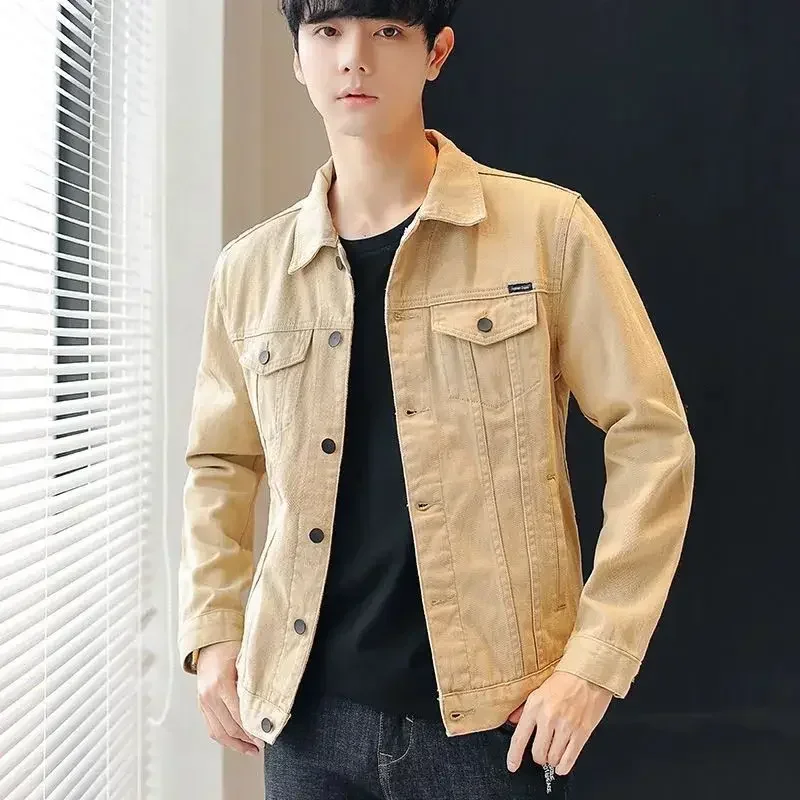 

Denim Jackets Man Autumn New in Cowboy Coat for Men Khaki Branded Cheap Price Stylish Winter Outerwear on Board High Quality Y2k