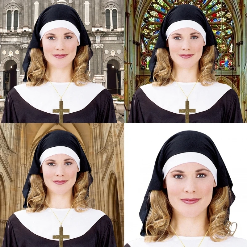 Sombrero de Monja, Tocado de Monja, Diadema de Monja, Sombrero para Mujer Adulta, Accesorio de Disfraz de Halloween