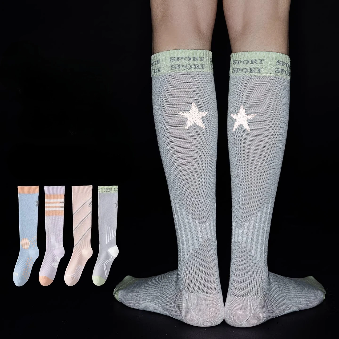 

Светоотражающие велосипедные носки, тонкие дышащие спортивные носки для фитнеса, бега в тренажерном зале, серебристые женские спортивные гольфы для ночной езды