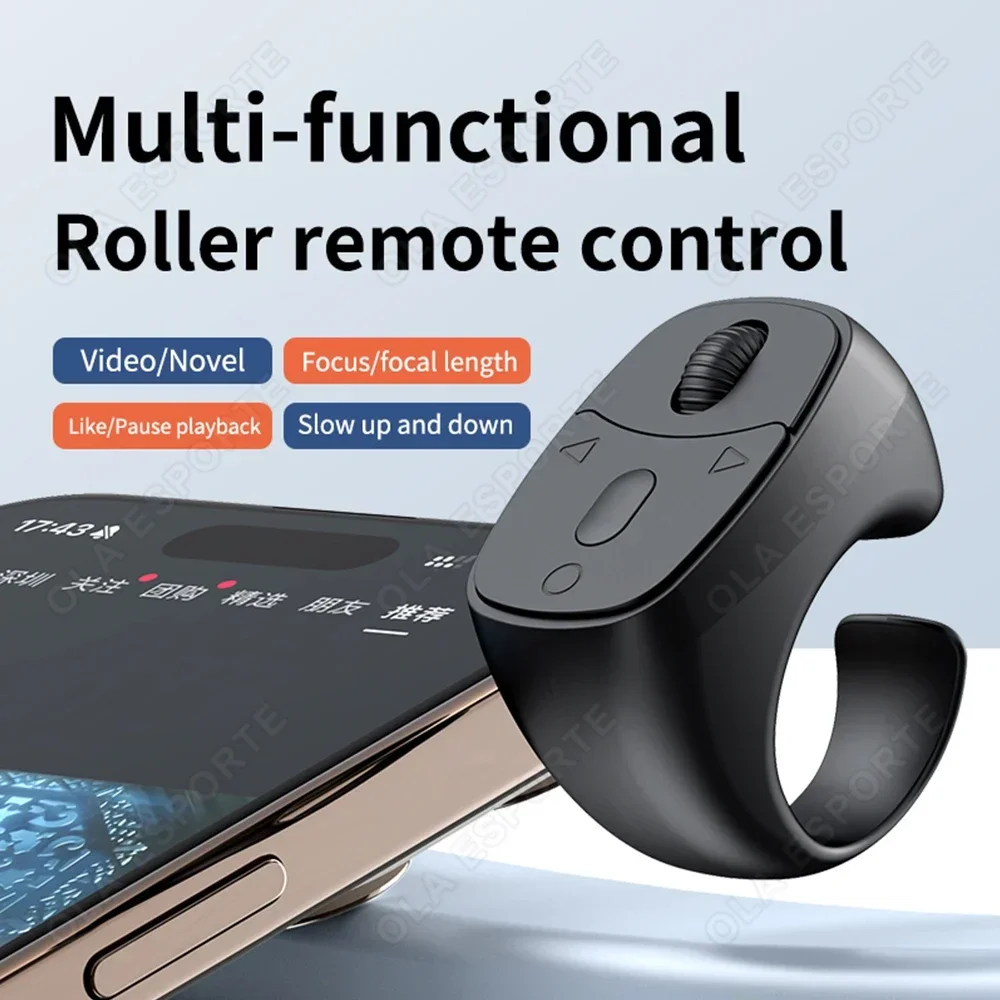 Scrolling Ring Remote Controller Page Turner Clicker for TikTok Vlog Selfie Wireless Photo Video Shutter Fingertip BT 5.3