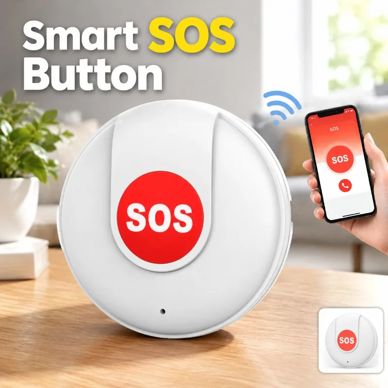 WiFi Tuya Smart Security SOS Button APP Emergency Alert Scene Linkage Smart Switch Built-in Rechargeable Battery Home Safety