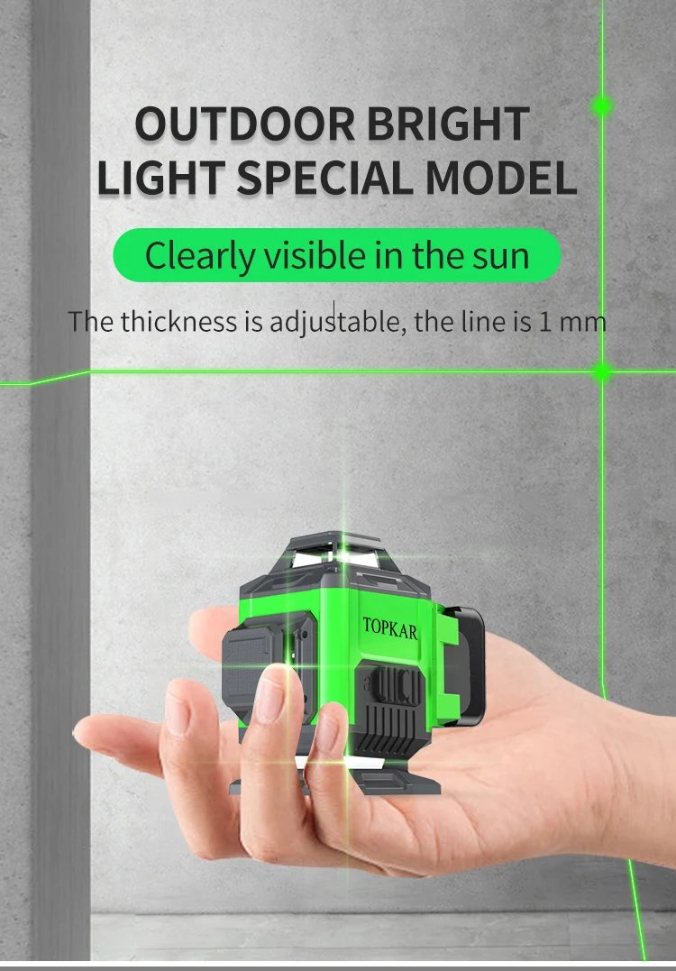 16 Line Auto Rotary Green Laser Level 360 Degrees IP54 Rated 2mm Precision 20m Detection Measuring Tool for DIY Project Pro