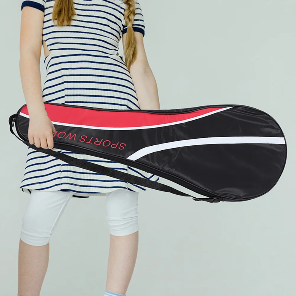 

2Pcs Badminton Racket Bag Black Red Oxford Cloth Portable Daily Use Outdoor Pouch Reusable Container Accessories