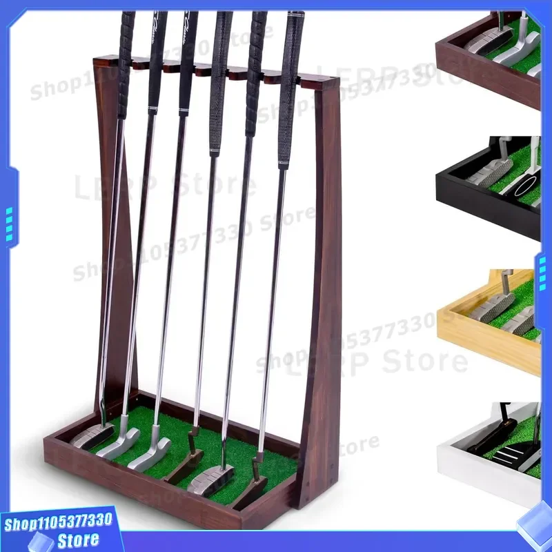 Wooden Golf Club Holder with Ball Storage Case Portable Billiard Stick Rack Organizer for Home Bar Game Room Accessories
