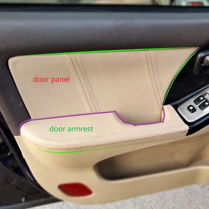 4pcs Car Microfiber Leather Interior Door Armrest Panel Cover Protective Trim For Hyundai Elantra 2004 2005 2006 2007 2008 -2012