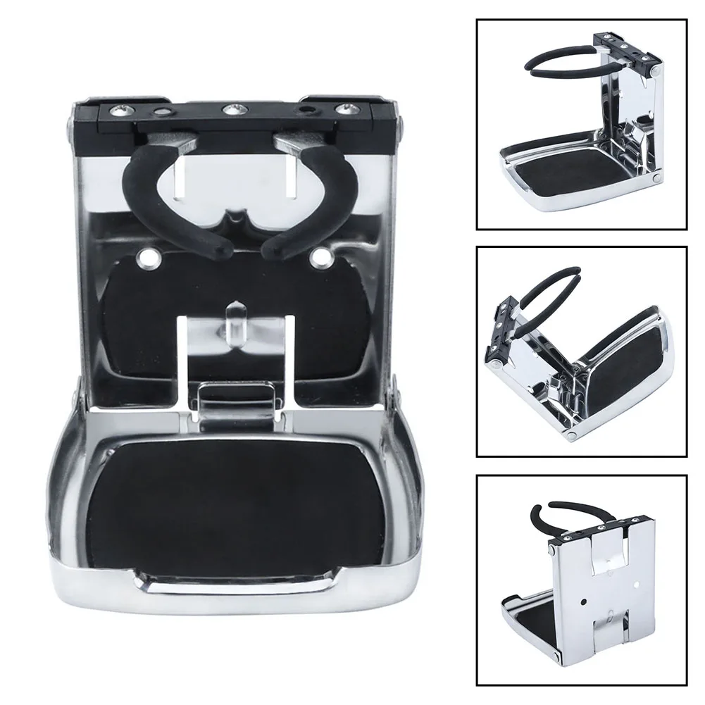 Truck Folding Cup Holder for Boat RV Cart Car Stainless Steel Adjustable with Rubber Coated Arms 4.3 x 4 x 0.74 inch