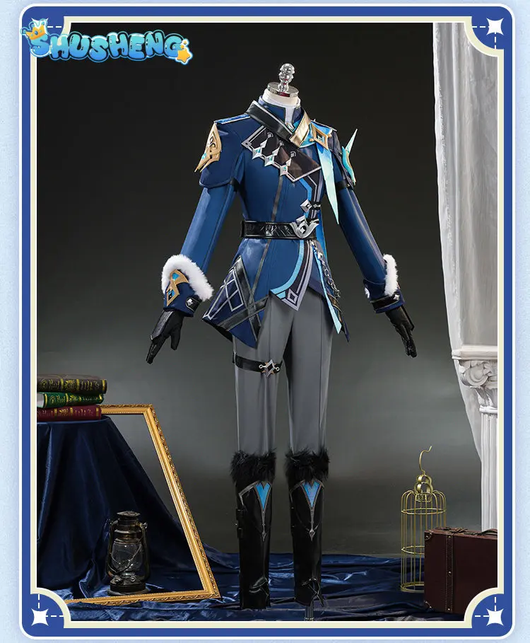 Disfraz de Cosplay de Viajero Aether de Genshin Impact, Conjunto Completo de Invierno, Traje Elegante para Hombre, Abrigo, Accesorios, Peluca, Uniforme de Halloween