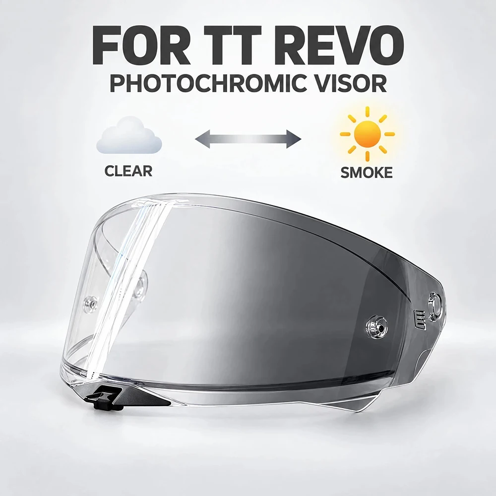 Motorcycle Helmet Photochromic Visor Lenses which Automatically Darkens & Clears Helmet Shield Fit for KYT TT Revo