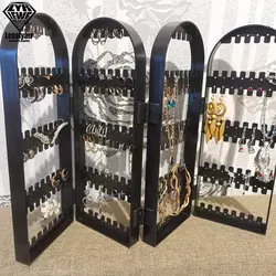 Creative Portable 2/3/4/5/6 Fans Panels Folding Earrings Studs Rack Shelf Screen Display Stand Holder Organizer Box