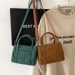 Women's Vintage Mini Corduroy Tote Bag Retro Crossbody Messenger Bag Casual Purse Female Handbags Shoulder Bag Girl Designer Bag