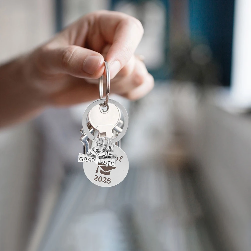

Charm Graduation Keychain Ring Academic Achievement Stainless Steel 2025 Celebration