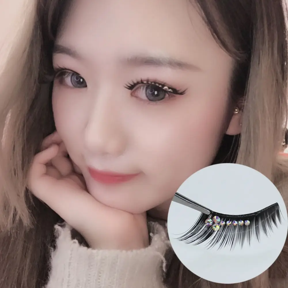 fiber Shiny Spiky Glitter Eye Extension Fuffy Lashes Diamond Manga Lashes Thick Long Eye Lashes Cat Eye False Eyelashes