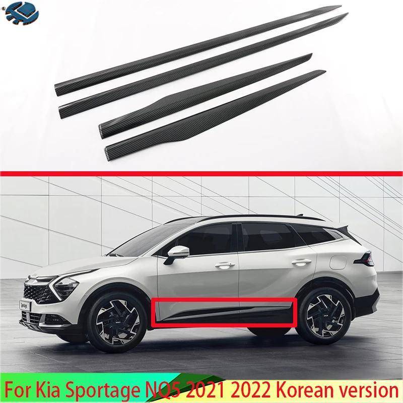 For Kia Sportage NQ5 2021 2022 Korean version Car Accessories Carbon Fiber Style Side Door Body Molding Moulding Trim