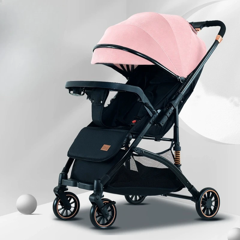 

‌High View Baby Stroller Reversible Seat, Newborn Pushchair Dual Shock, Large Wheels All Terrains One-Click Fold Design