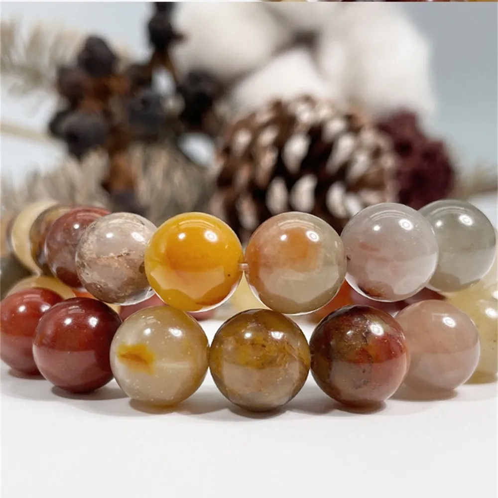 Natural Tricolor Stone Jade Round Loose Beads 4-10mm for Jewelry Making DIY Women's Earrings Bracelet Keychain Links Accessories