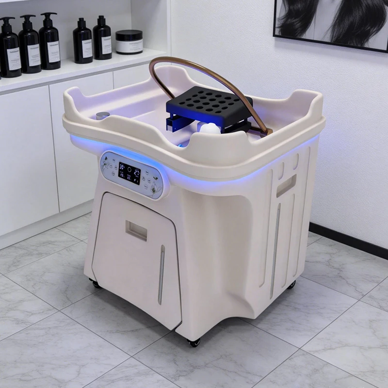 EU-Lagerbestand: Wasserzirkulations-Kopfmassage-Shampoo-Stuhl, Friseurstuhl. Tragbare kleine Shampoo-Station, mobiler Therapiestuhl