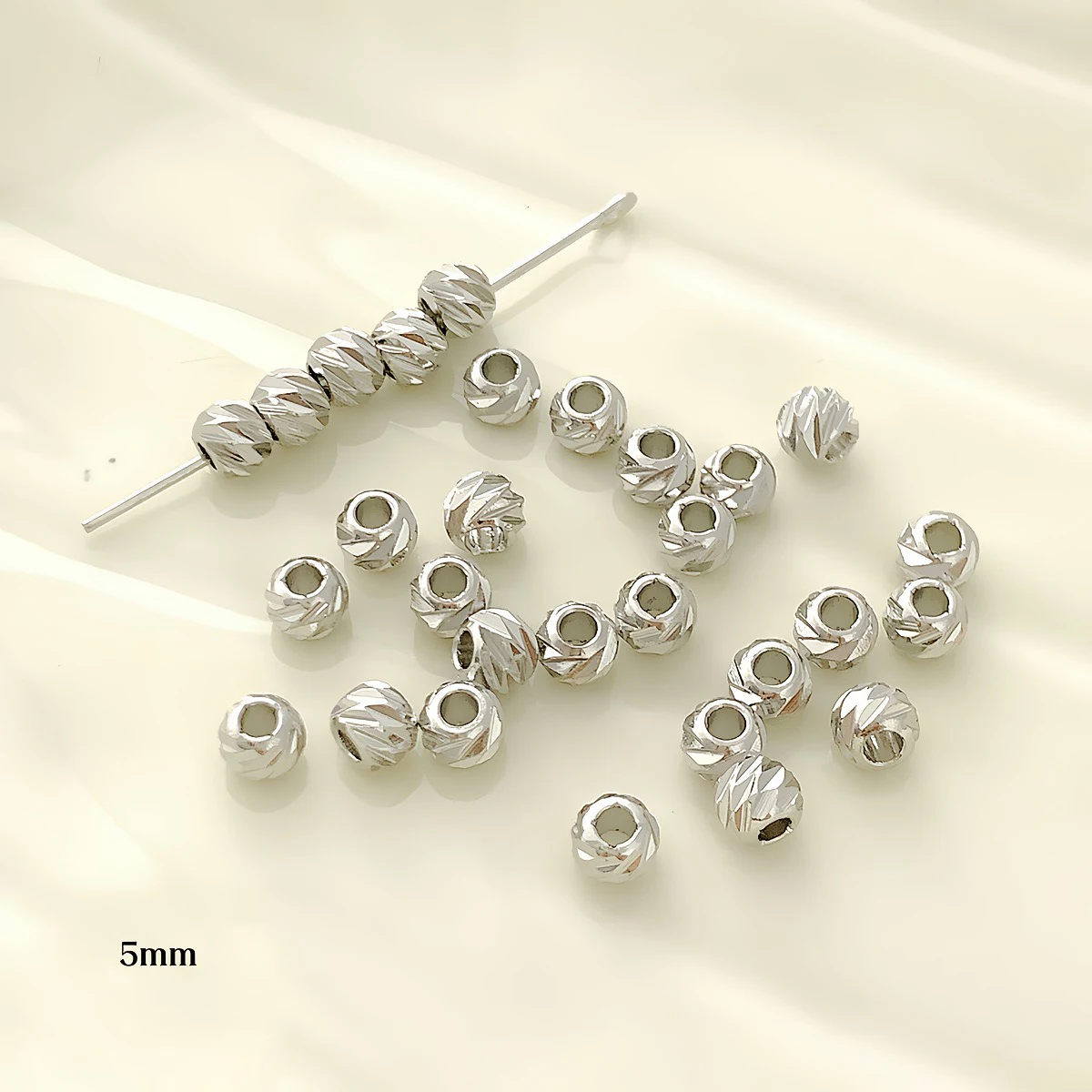 10 pz 18 K oro croce-taglio perline rotonde perline separate perline sfuse fai da te braccialetto fatto a mano collana di perline gioielli materiale accessor