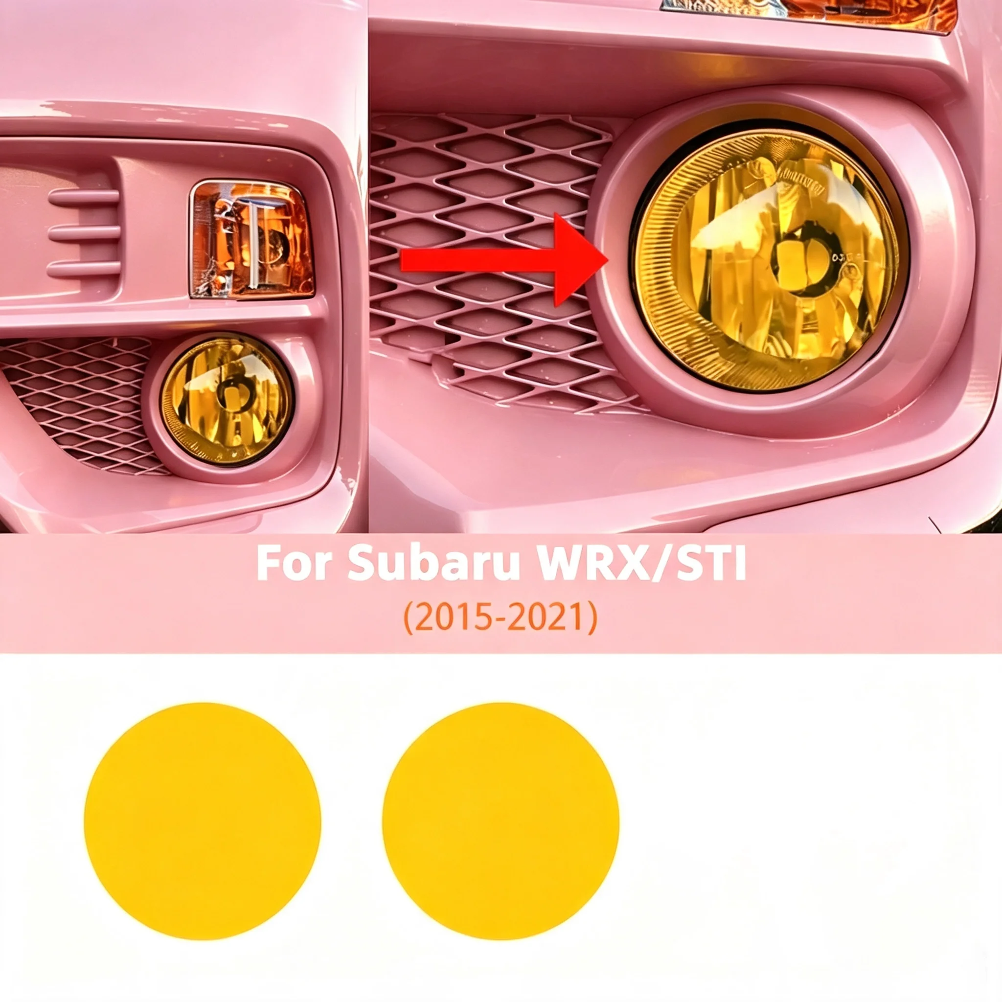 Yellow TPU Protection Film For Subaru WRX/STI 2015-2021 Car Headlights Fog Light Anti Scratch PPF Protective Film