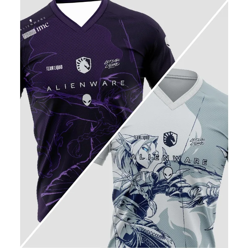 Camiseta de Verano para eSports Team Liquid Alienware, Camiseta Holgada de Secado Rápido y Transpirable para Fanáticos de los Videojuegos, Ropa Casual Diaria