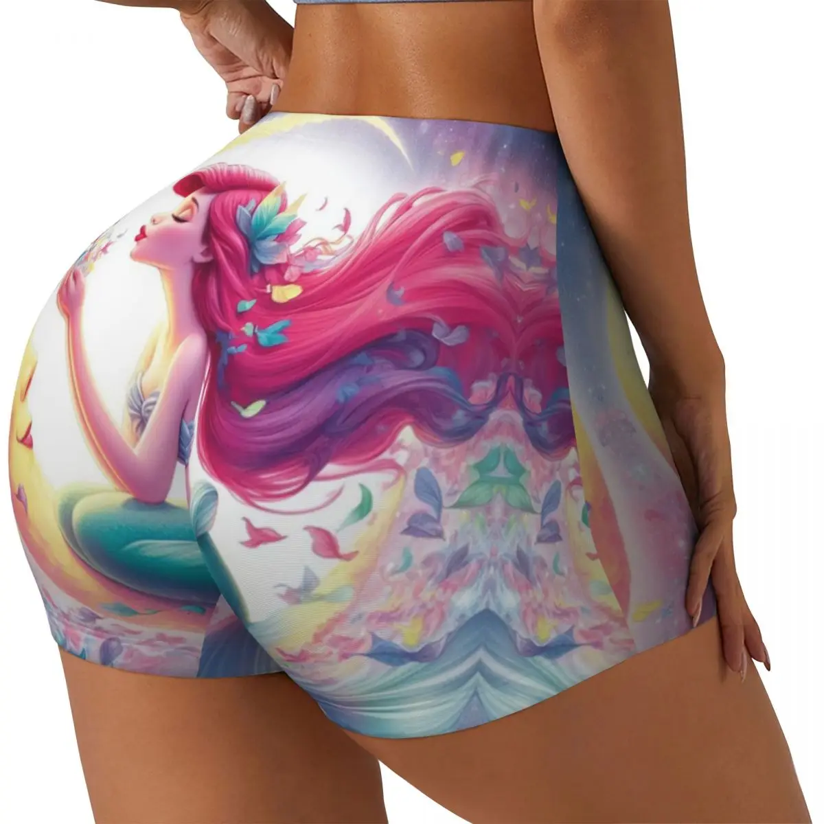 Custom Ariel The Little Mermaid Artistic Workout Volleyball Biker Shorts Women's Gym Yoga Shorts