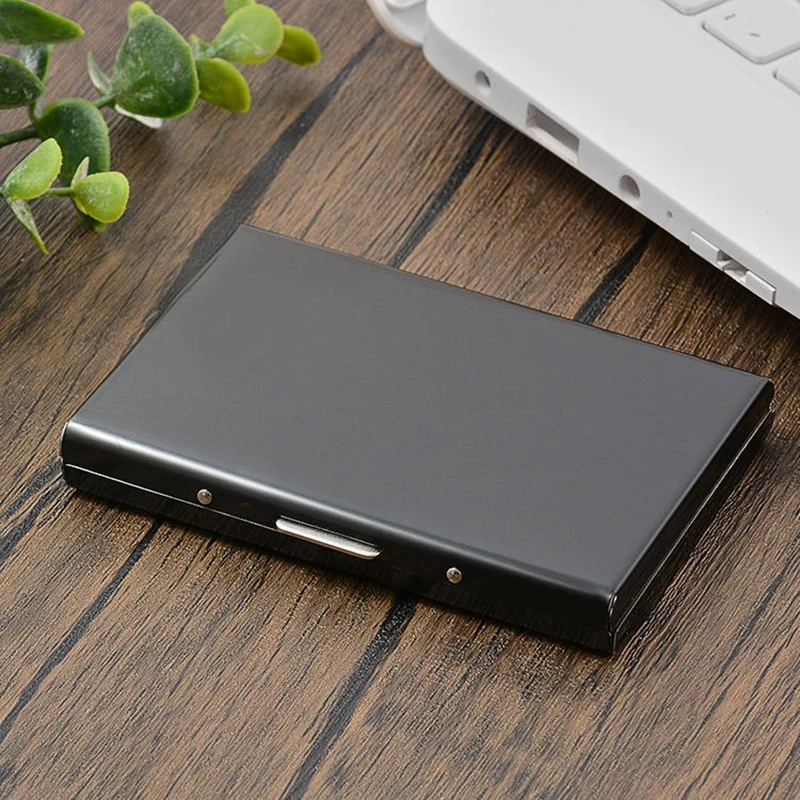 حامل بطاقة الائتمان التجاري Rfid للرجال والنساء، محفظة بسيطة من الألومنيوم، حامل بطاقات البنك مع مشبك نقود، مصمم بورت كارت