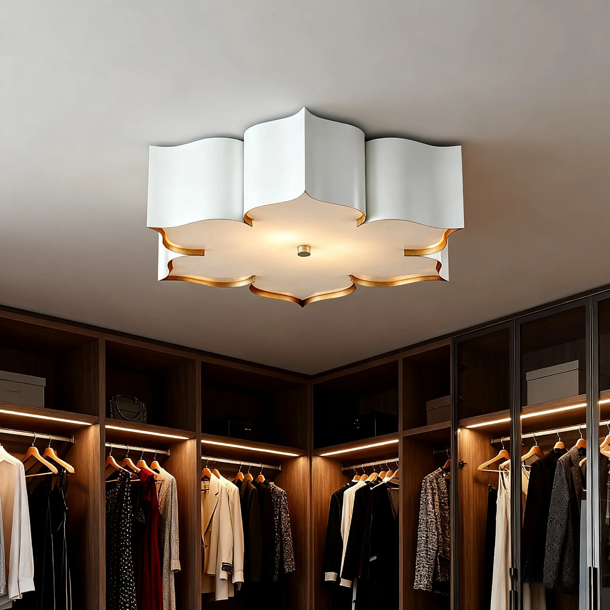 BOSSEN Luxury Dimmable Pendant Lamp with Adjustable Chain and Three-Color Change Luster Glass Hardware Chandelier for Dining Roo