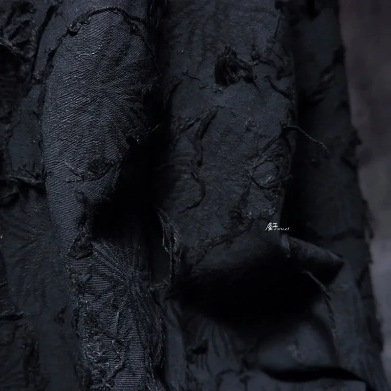 

Thick Cotton and Linen Hand-cut Fabric Washed Distressed Effect Texture Jacquard Designer Fabric / Half A Meter Price