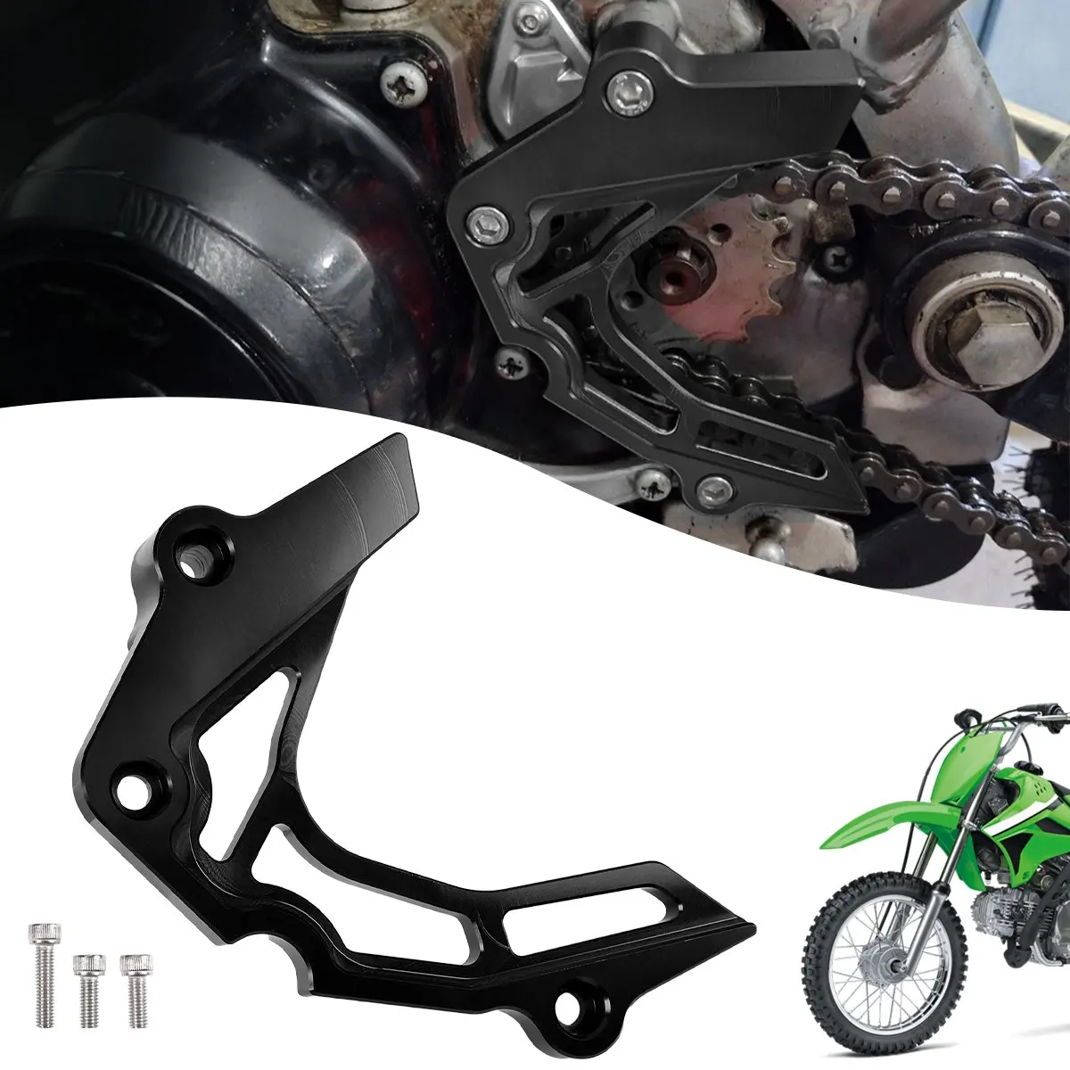 

Передняя звездочка мотоцикла, защита цепи, аксессуары из алюминиевого сплава с ЧПУ для Kawasaki KLX110 2002-настоящее время KLX110L 2010-настоящее время