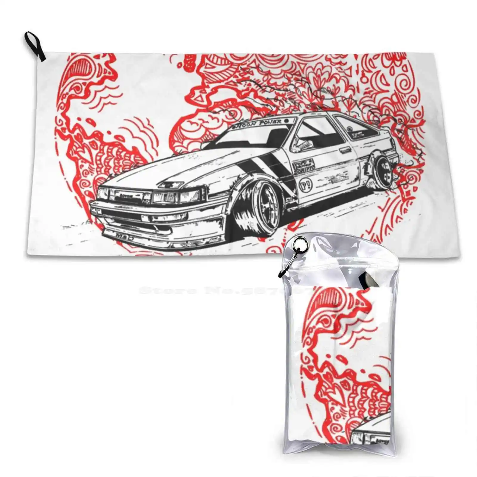 Ae86 Soft Towel Pattern Washcloth Ae86 Option Magazine Jdm Drift Touge Initial Drain Race Racing Sport Car Japan Anime