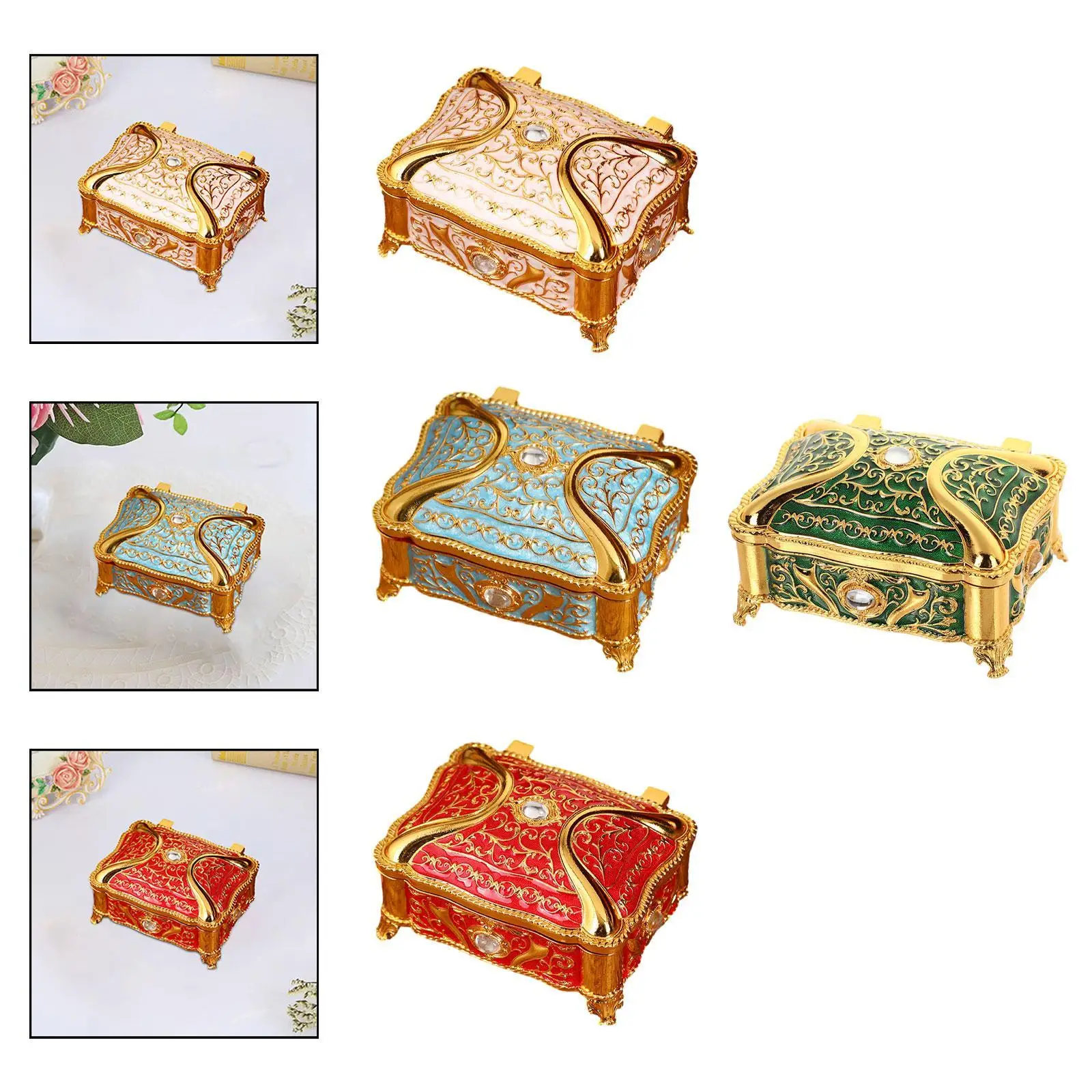 

Металлическая шкатулка для драгоценностей, шкатулка на память, винтажный стиль, комод, органайзер для безделушек для