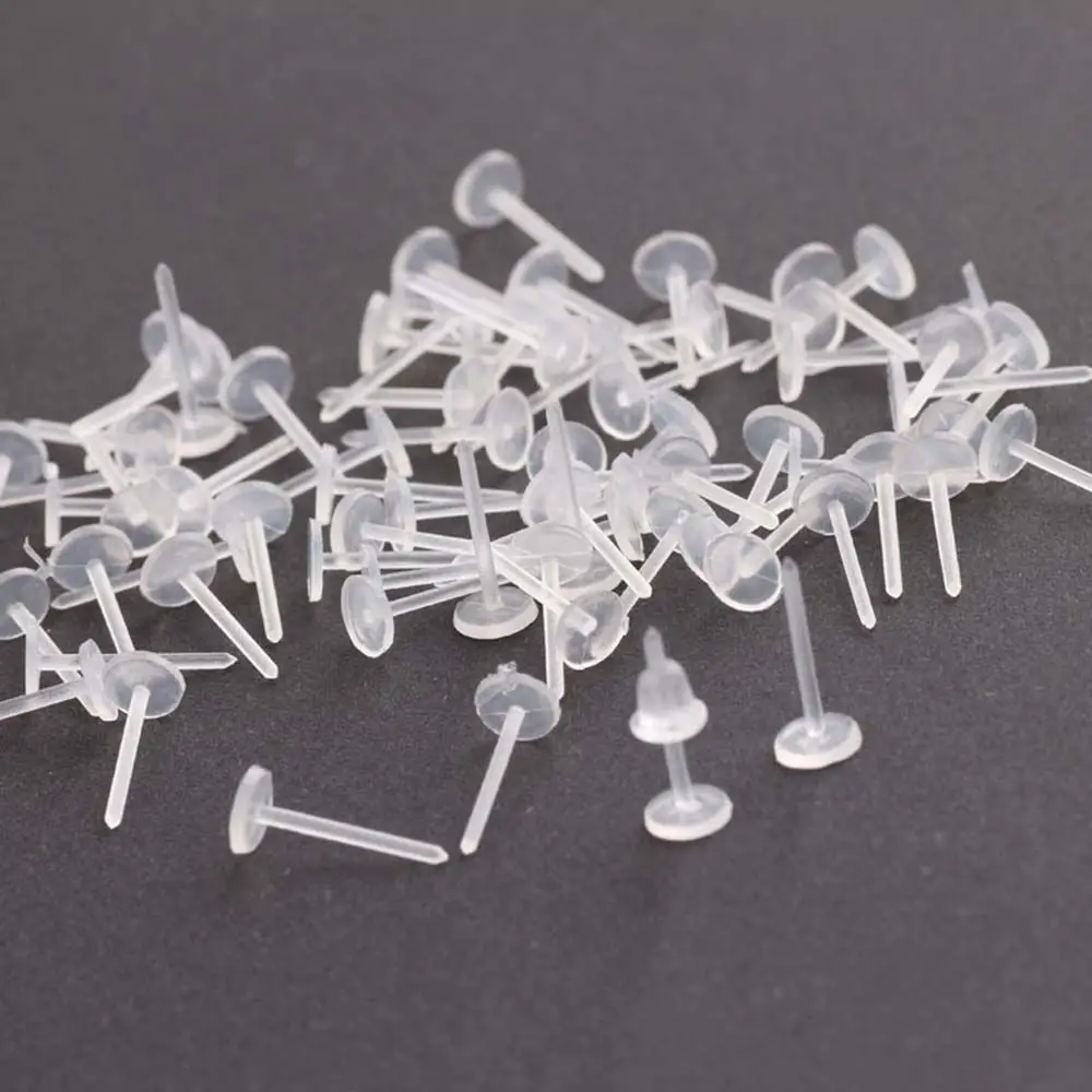 Transparent Plastic Flat Replacement Earplugs Ear Post Earplugs Jewelry accessory Jewelry Making Jewelry Parts Stud Earring