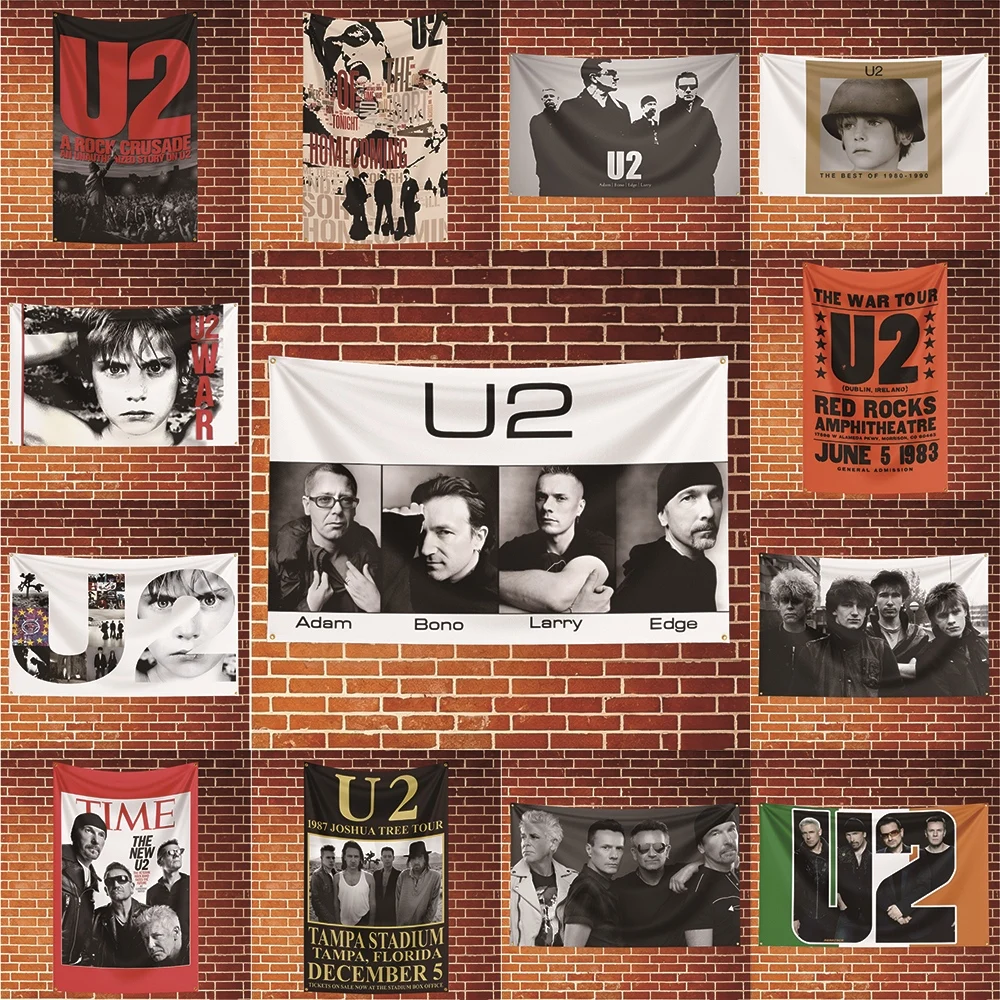 U2 Music Flag Banner For Fan Cave Watch Party Tailgate Gathering Indoor Outdoor Backyard Home Festival Ornament Supply