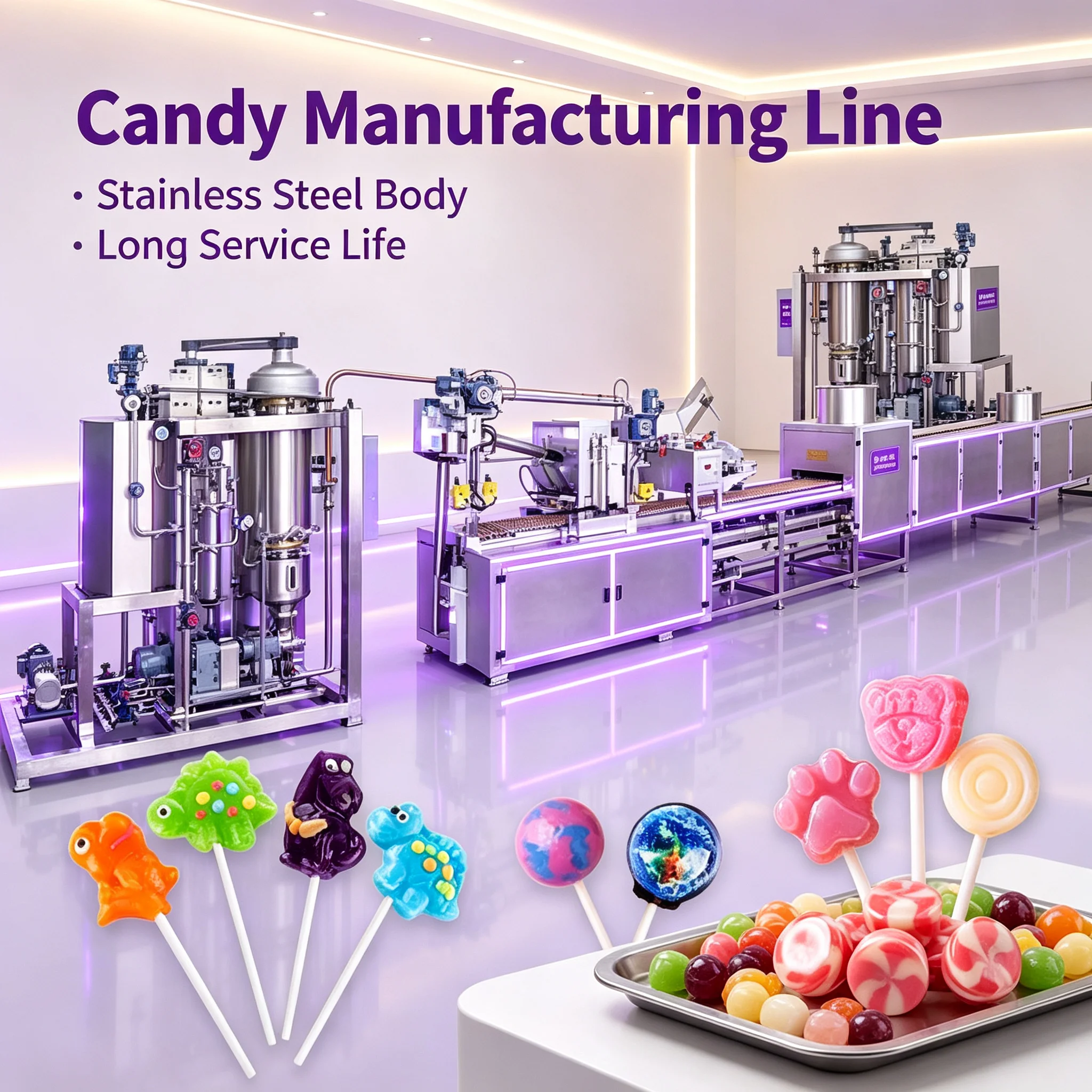 Lollipop Production Line Industrial Forming Machine For Multi-flavor Sour Hard Candy Manufacturing Customized