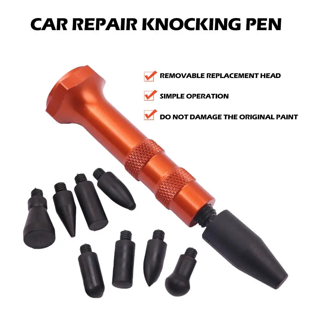 Dent Repair Tap Down With Rubber Tips Car Dent Repair Tips With Tap Repair Pen 9 Tools Heads Bulge Rubber Metal Down Remova G2X9