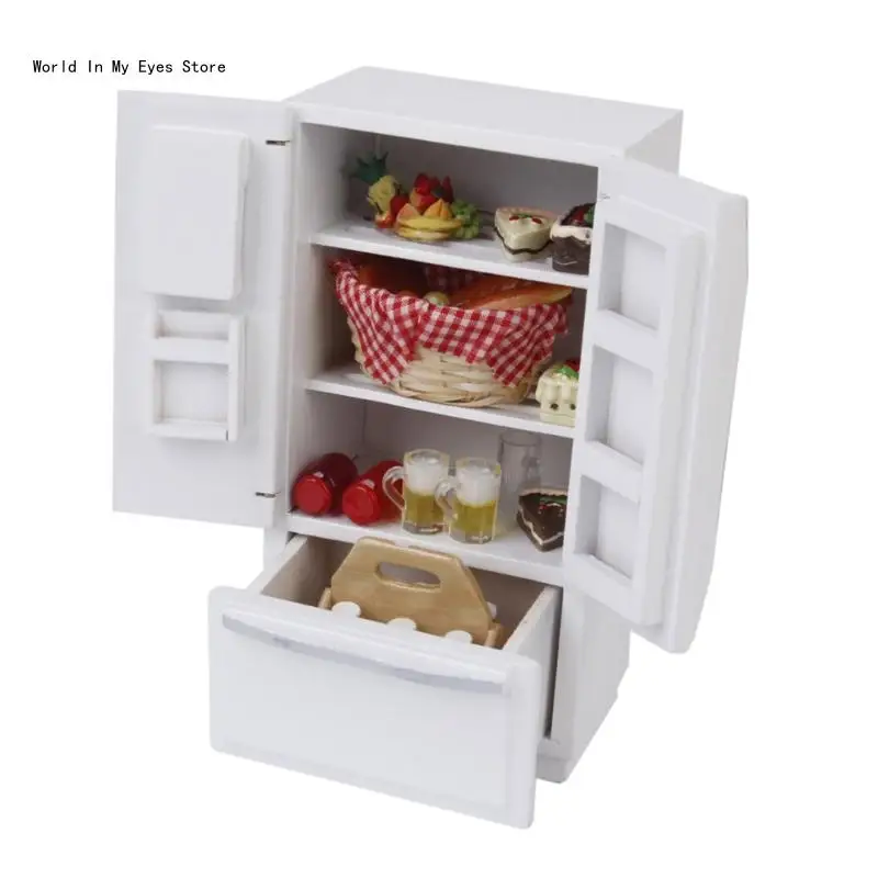 124D Model Freezer Kids Dollhouse Scaled Fridge Model Scene Toy Dollhouse Accessories