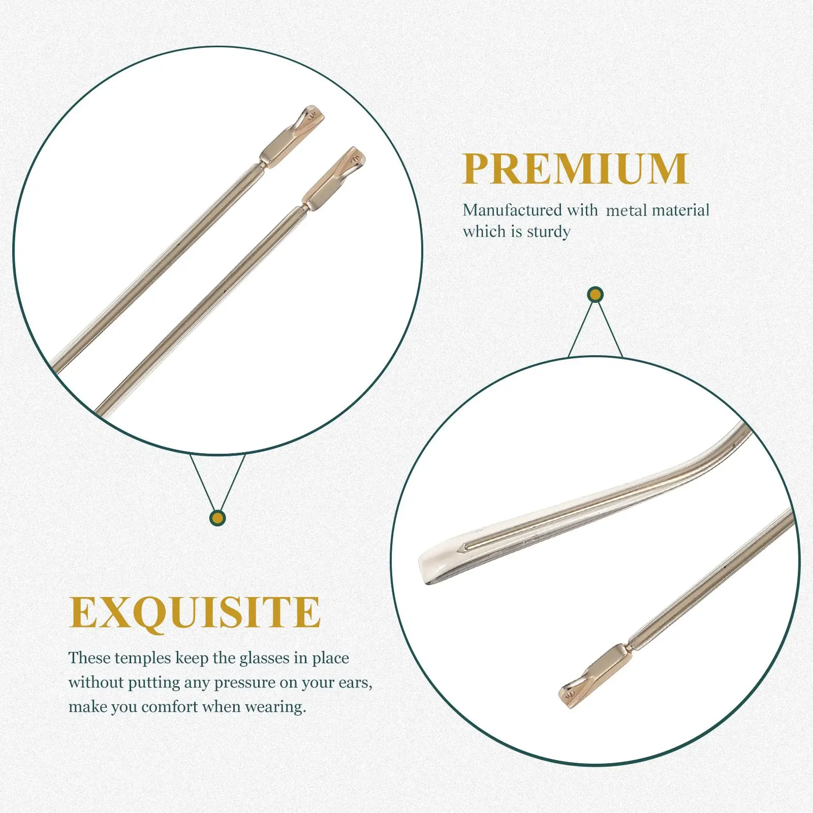 

Replacement Glasses Legs Metal Anti-Slip for Eyewear Sunglasses Reading Myopia Glasses Accessories Golden