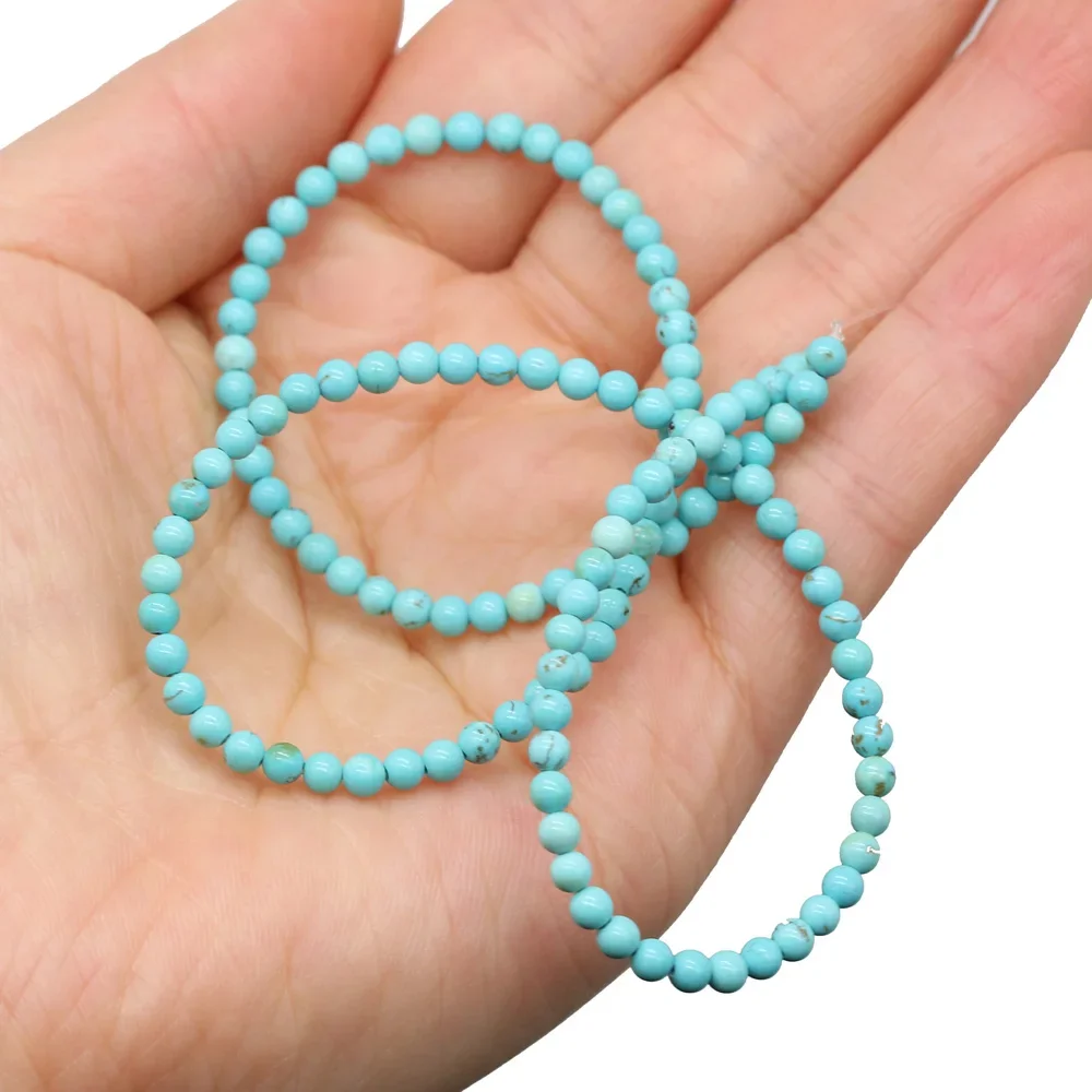 Natural Stone Blue Turquoise Beads 2/3/4/mm Smooth Isolation Beads For Jewelry Making DIY Earrings Bracelet Necklace Accessories