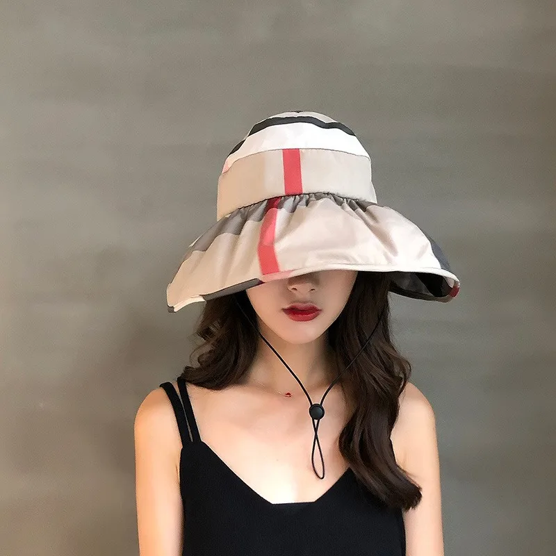 Cappello da sole da donna estivo versione coreana cappello di protezione solare cappello da sole vuoto superiore copertura per il viso cappello da sole pieghevole fuori dalla spiaggia
