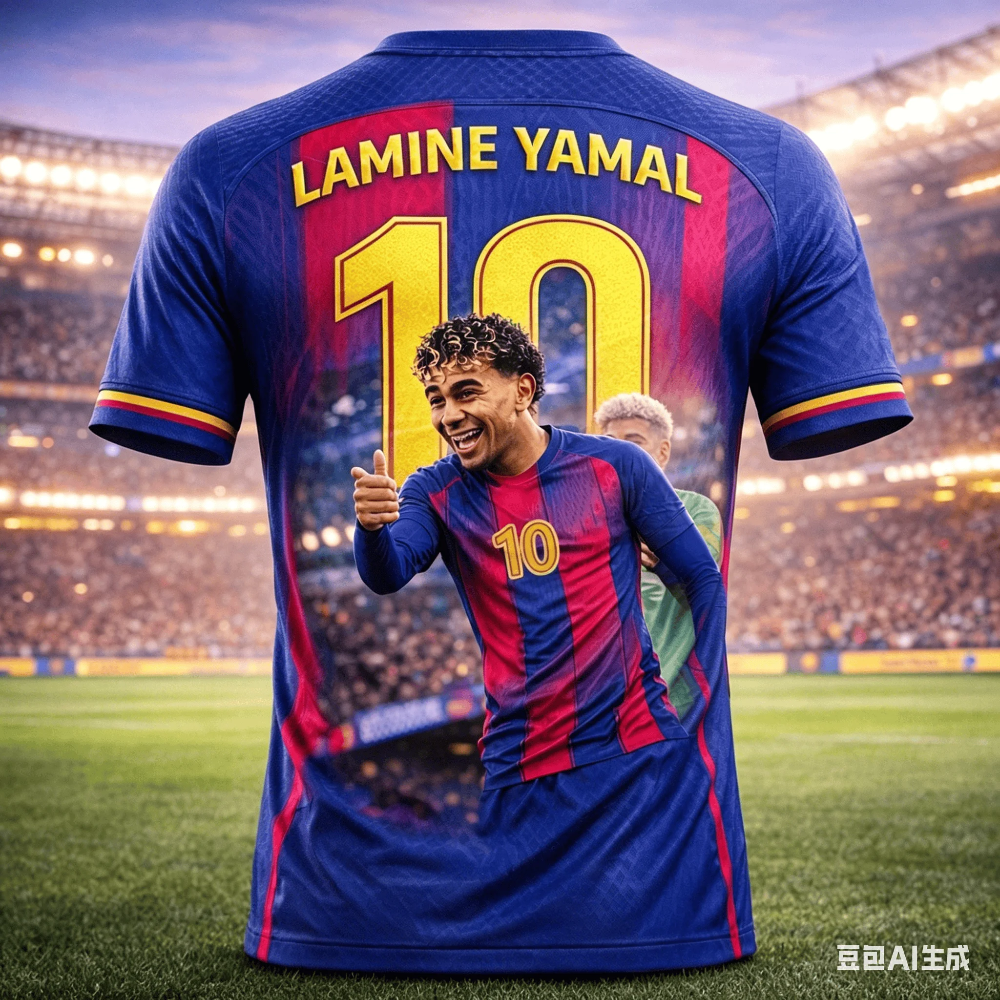 Lamine Yamal #10 Barcelona Soccer Jersey T-Shirt, Men Women Red Blue Short Sleeve Casual Football Fan Streetwear Tee